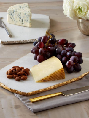 White Marble Cheese Plate With Knife