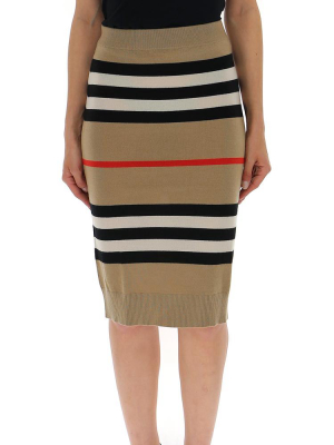 Burberry Striped Pencil Skirt