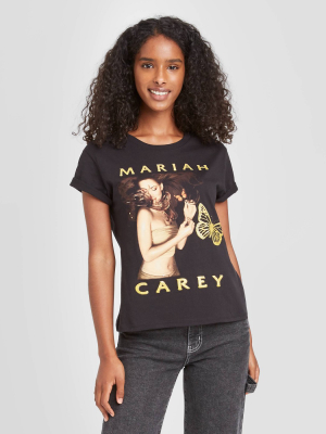 Women's Mariah Carey Butterfly Short Sleeve Graphic T-shirt - Black