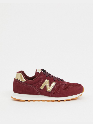 New Balance 373 Sneakers In Burgundy And Gold