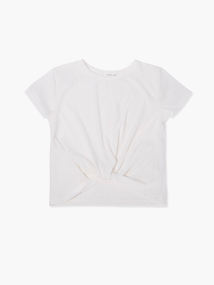 Girls Ribbed Twist-hem Tee (kids)