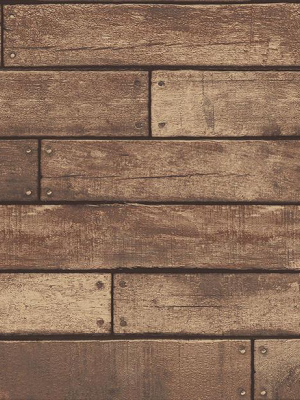 Weathered Brown Nailhead Plank Wallpaper From The Essentials Collection By Brewster Home Fashions