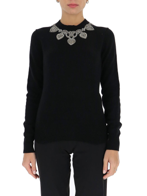 Alexander Mcqueen Embellished Neckline Jumper