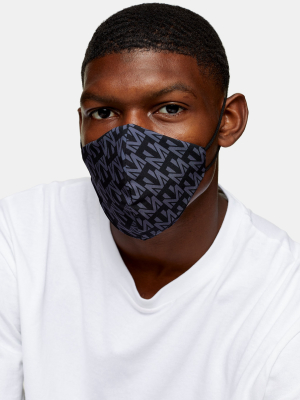 2 Pack Charcoal Gray And Monogram Print Fashion Face Mask*