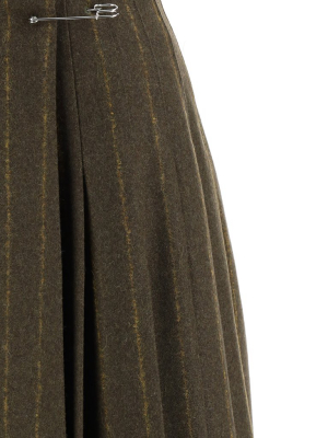 Mm6 Maison Margiela Pinstripe Pleated Skirt