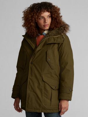 Faux Fur-trim Waxed Cotton Parka