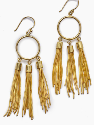 Gigi Chain Tassel Dangle Earrings - Gold