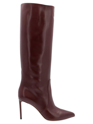 Francesco Russo Pointed Toe Calf High Boots