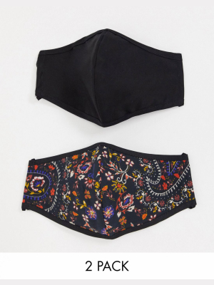 Miss Selfridge Paisley Face Covering 2 Pack In Multi