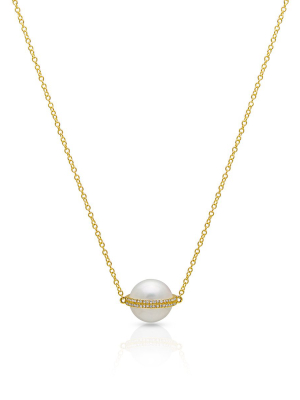 14kt Yellow Gold Diamond Pearl Hannah Necklace