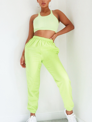 Bright Green Casual Joggers