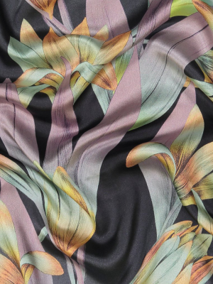 Cascading Floral Double-faced Silk Wrap