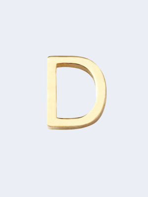 "d" Alphabet Letter Stud Earrings In Yellow Gold