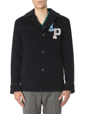 Lanvin Embroidered Logo Coat