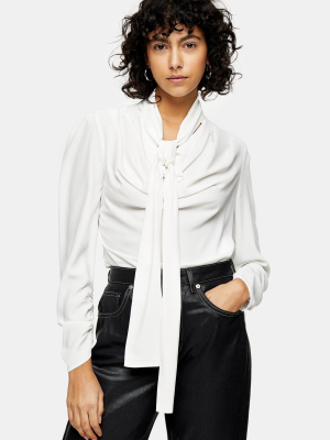 Ivory Tie Neck Blouse