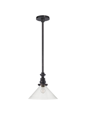 Boston Pendant In Bronze With Clear Glass Slant Shade