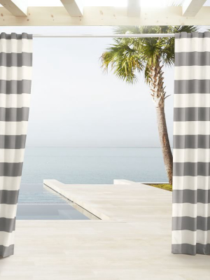 Outdoor Stripe Curtains - Light Gray