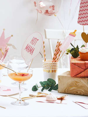 Pink And Gold Paper Straws (25 Per Pack)