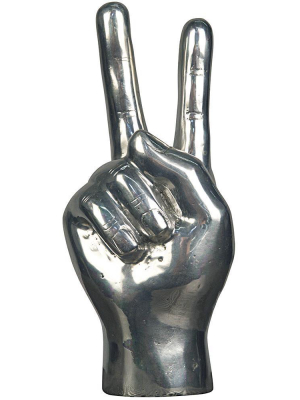 Noir Peace Sign Silver Sculpture