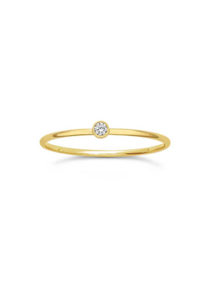 2mm Clear Cz Solitaire 14k Gold Filled Ring