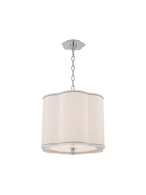 Hudson Valley Lighting Sweeny 3-bulb Pendant - Polished Nickel & White With Navy Blue Trim