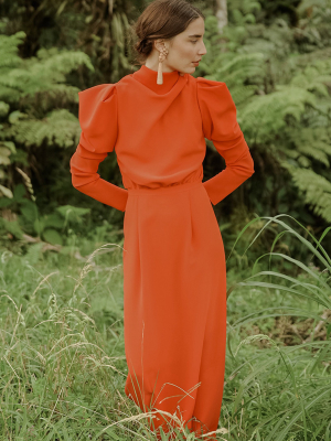 Artful Journey Draped Stretch Georgette Silk Dress