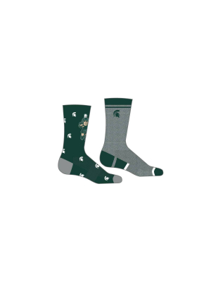 Ncaa Michigan State Spartans Men's Crew Socks 2pk Gift Box - 10-13