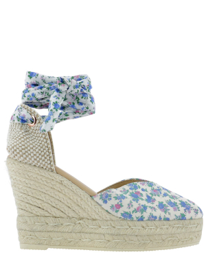 Manebí Floral Print Tie-fastening Wedges