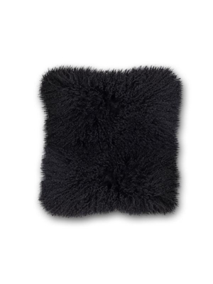 Black Mongolian Sheepskin Pillow