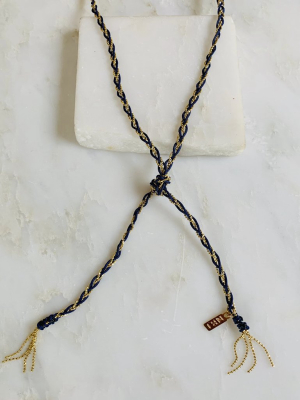 Lyra Necklace/bracelet, Navy & Gold