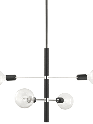 Astrid 4 Light Chandelier - Polished Nickel/black