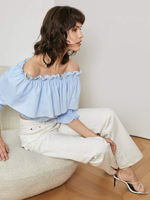 Cottage Light Blue Off Shoulder Blouse