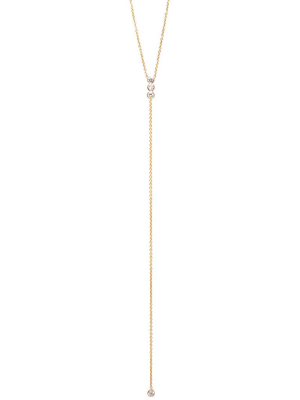 14k Bezel Set Diamond Bar Lariat Necklace