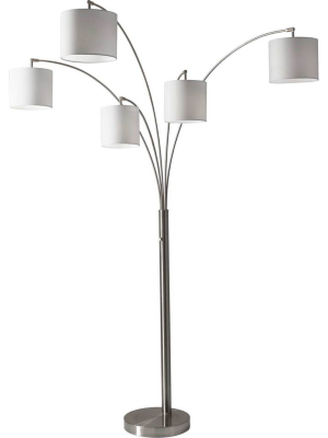 Trident 5-arm Arc Lamp Brushed Steel