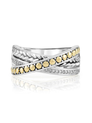 Effy 925 Sterling Silver & 18k Yellow Gold Diamond Accented Ring, 0.09 Tcw