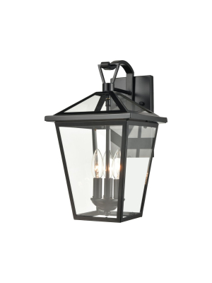 Main Street 3-light Outdoor Sconce In Black With Clear Glass Enclosure