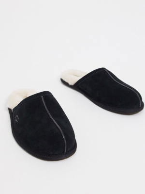 Ugg Scuff Slippers In Black Suede