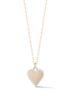 Dora 18k Rose Gold And All Diamond Edge Heart Charm