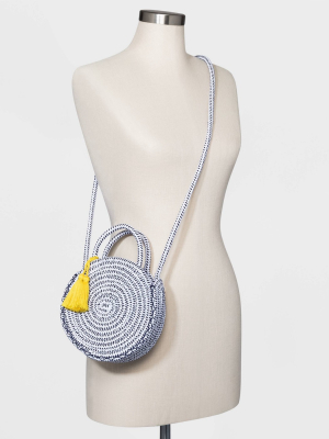 Estee & Lilly Striped Mini Rope Crossbody Bag - White