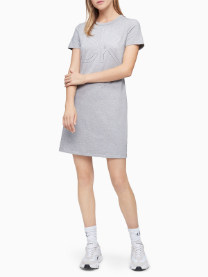 Rhinestone Logo Short Sleeve T-shirt Dress