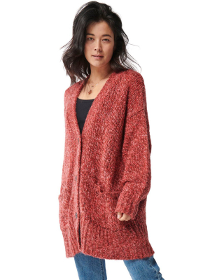 Cherry Ripe Melange Oversized Knitted Long Cardigan