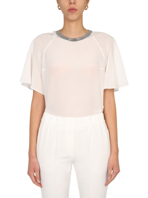 Brunello Cucinelli Embellished Neckline Top