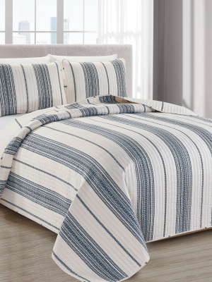 Great Bay Home Wesley Reversible Striped Quilt Set