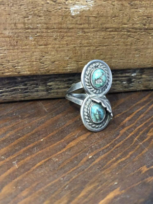 Green Turquoise Double Ring | Vintage