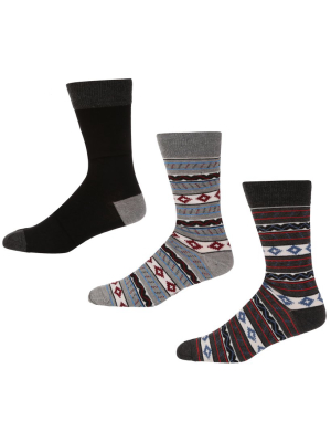 High Chaparral Men's 3-pack Socks - Black/grey Fairisle