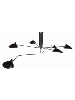 Mid Century Mcl-r6 Six Arm Ceiling Lamp - Black