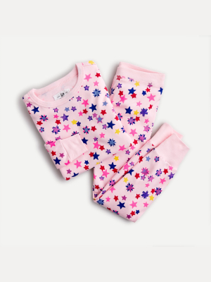 Girls' Long-sleeve Pajama Set In Confetti Star Print