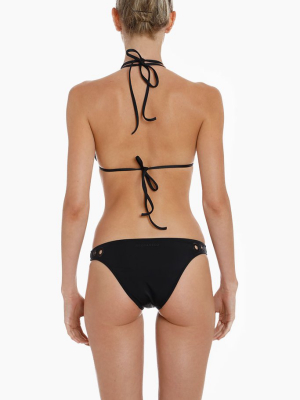 Low Rise Grommet Bikini Bottom - Black