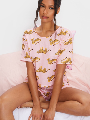 Pink Tiger Printed Shorts Pj Set