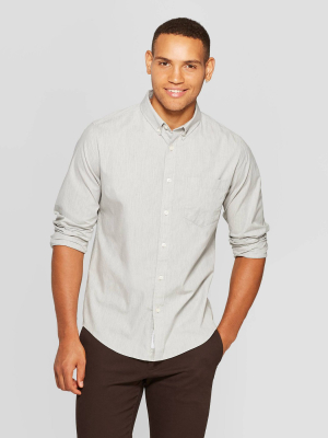 Men's Standard Fit Stretch Poplin Long Sleeve Button-down Shirt - Goodfellow & Co™